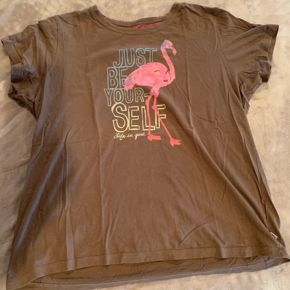 Life Is Good XL T-Shirt. Flamingo! Just Be Yourself!